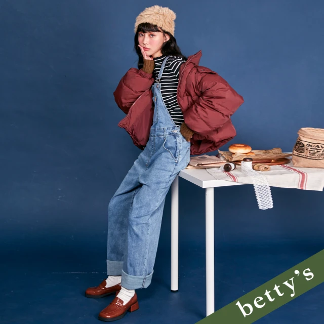 betty’s 貝蒂思 率性俏皮牛仔吊帶寬褲(淺藍)