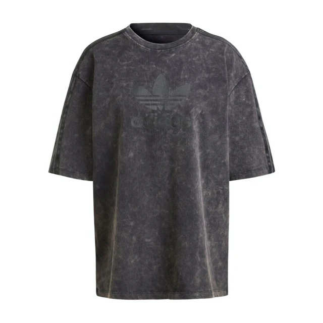 adidas 愛迪達 Wash Tee 女 短袖 上衣 T恤 寬鬆 運動 休閒 三葉草 水洗 圓領 黑灰(IW3413)