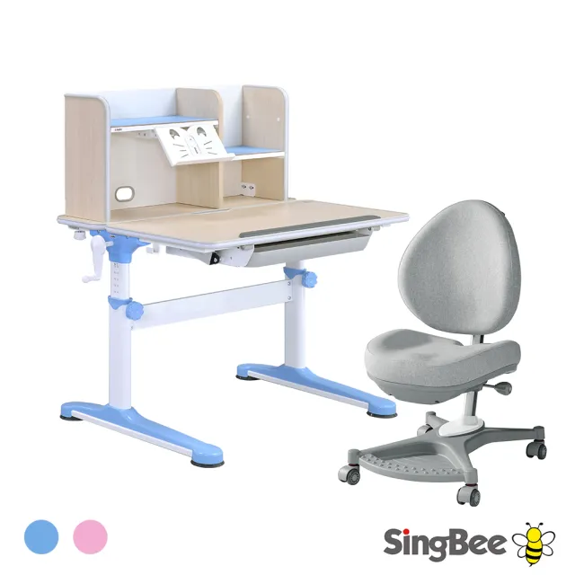 【SingBee 欣美】寬90cm 兒童成長桌椅SBC-601&611+138(非凡雙板桌 書桌椅 兒童桌椅 兒童書桌椅 升降桌)