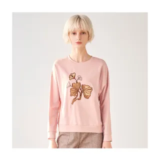 【Diffa】銀杏花貼布繡落肩針織衫-女