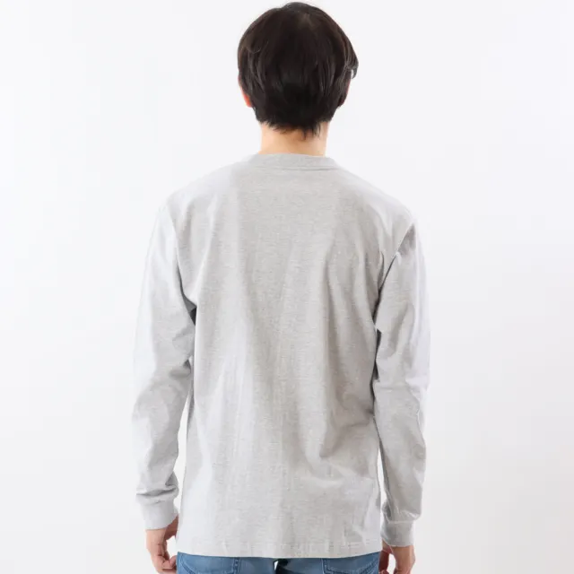 【Hanes】官方直營-BEEFY-T系列 口袋長袖T恤內衣 經典設計款(灰色)