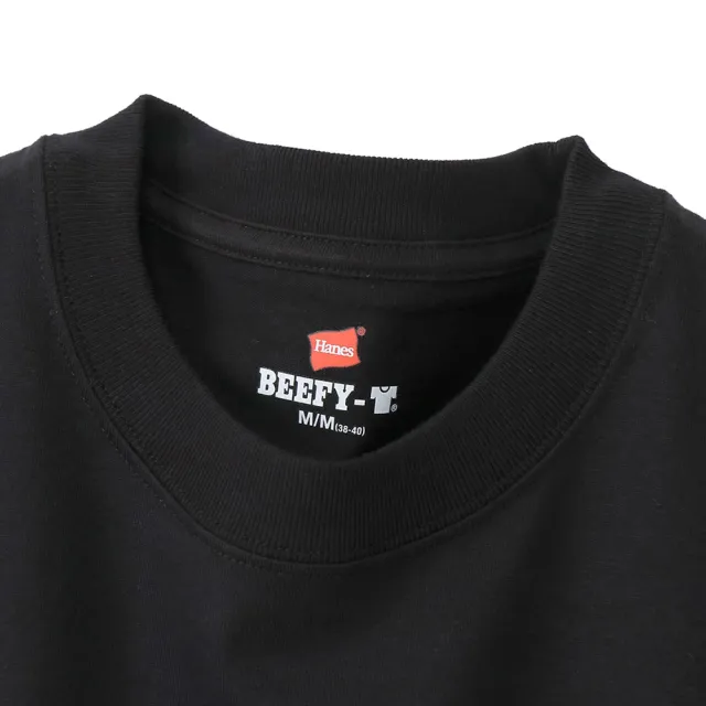 【Hanes】官方直營-BEEFY-T系列 口袋長袖T恤內衣 經典設計款(黑色)