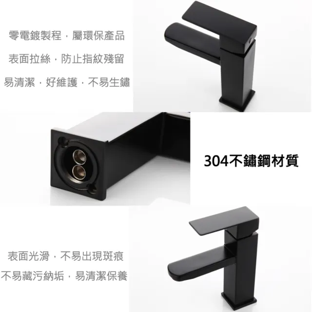 304不鏽鋼方型龍頭（霧黑）(不銹鋼.浴室水龍頭.面盆.洗臉盆.冷熱龍頭.龍頭.白鐵.洗手台.浴室.衛浴.臉盆)
