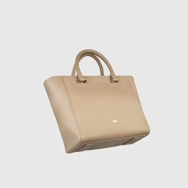 【BRAUN BUFFEL 德國小金牛】依雅娜 小托特包-奶茶棕(BF853-55-SVM) 女包送禮推薦