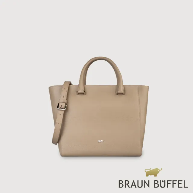【BRAUN BUFFEL 德國小金牛】依雅娜 小托特包-奶茶棕(BF853-55-SVM) 女包送禮推薦
