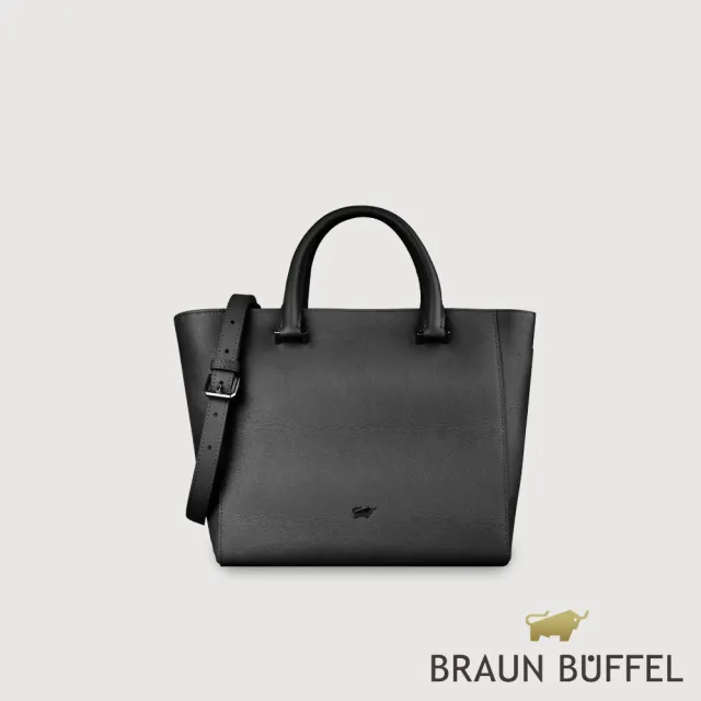 【BRAUN BUFFEL 德國小金牛】依雅娜 小托特包-黑色(BF853-55-BK) 女包送禮推薦