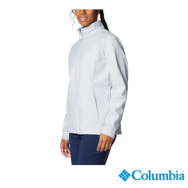 【Columbia 哥倫比亞】女款-防潑立領軟殼外套-灰藍(UWR16840GL/IF)