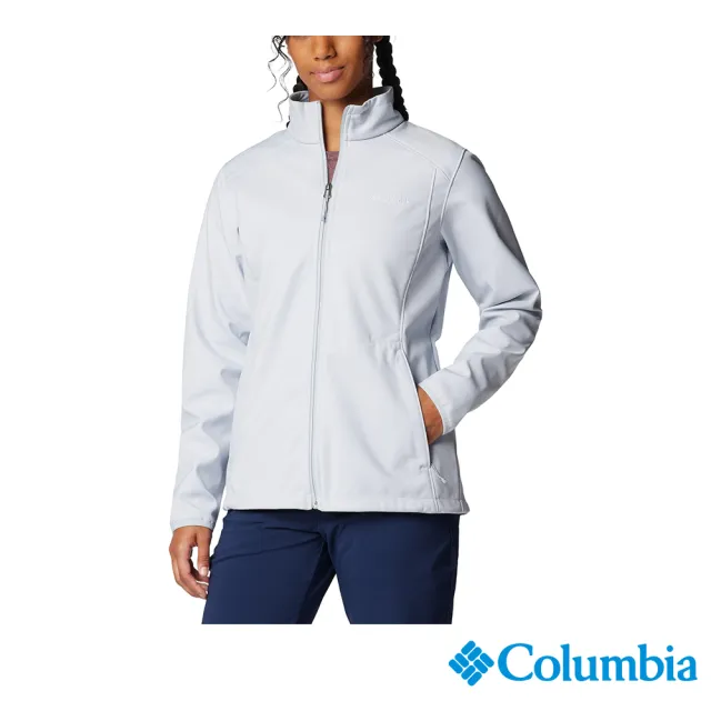 【Columbia 哥倫比亞】女款-防潑立領軟殼外套-灰藍(UWR16840GL/IF)