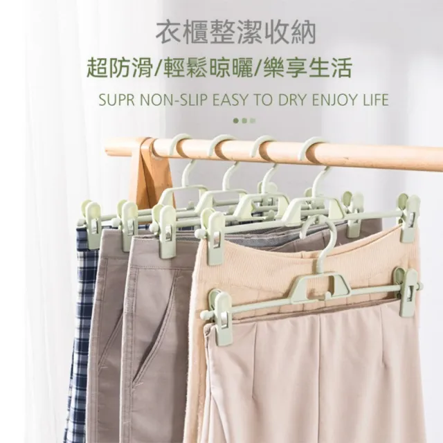 【晴安居】360度旋轉防滑褲夾 可疊掛裙子架乾濕兩用無痕收納夾(2入)
