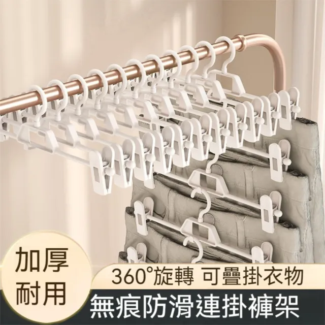 【晴安居】360度旋轉防滑褲夾 可疊掛裙子架乾濕兩用無痕收納夾(1入)