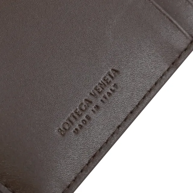 【BOTTEGA VENETA 寶緹嘉】經典大格手工編織小牛皮信用卡名片證件隨身夾(深咖)