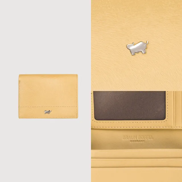 【BRAUN BUFFEL 德國小金牛】依雅娜 名片夾-淺棕色(BF853-141-CR) 送禮推薦