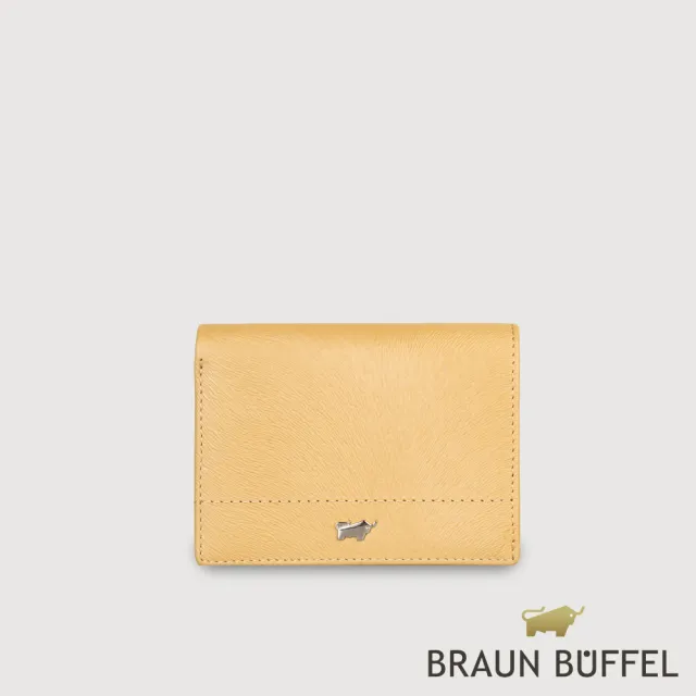 【BRAUN BUFFEL 德國小金牛】依雅娜 名片夾-淺棕色(BF853-141-CR) 送禮推薦