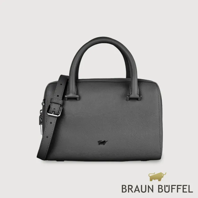 【BRAUN BUFFEL 德國小金牛】依雅娜 大波士頓包-黑色(BF853-36-BK) 女包送禮推薦