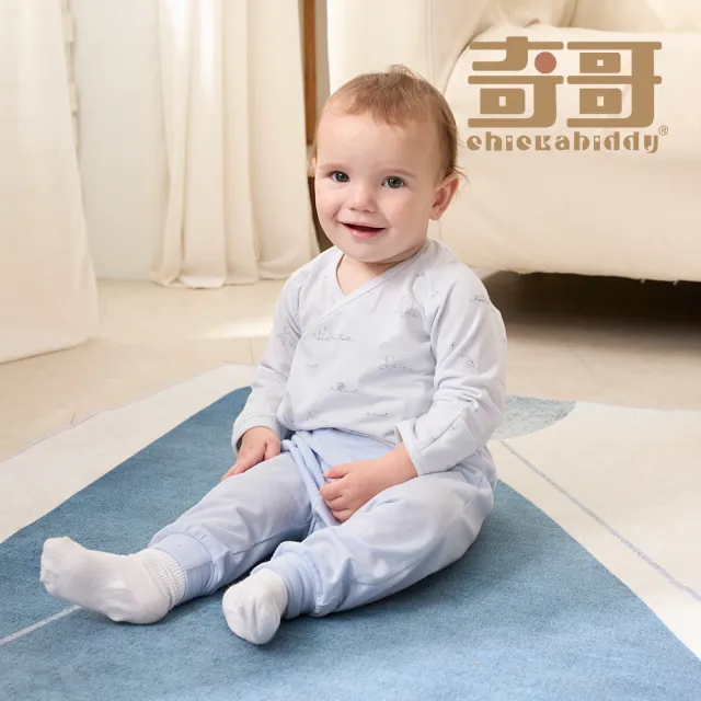 【奇哥】Chic a Bon 嬰幼童裝 蹦熊與兔肚衣-美麗諾羊毛布(3-6個月)