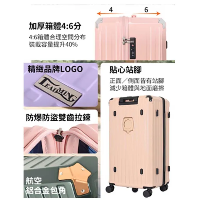 【SNOW.bagshop】29吋行李箱4:6胖箱防爆拉鍊(100%PC大容量硬殼360度)