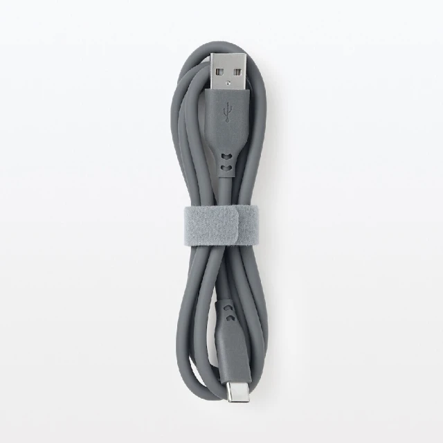 MUJI 無印良品 不易糾結柔軟傳輸線/USB-A對USB-C/灰(1m/型號:MJ-UC1ATC-GY)