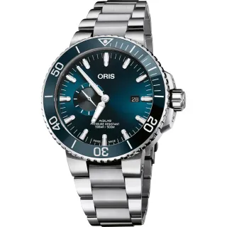 【ORIS 豪利時】Aquis 小秒針 500米潛水機械腕錶-45.5mm(0174377334155-0782405PEB)