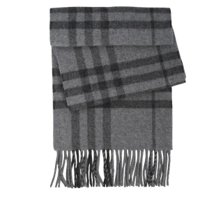【BURBERRY 巴寶莉】經典格紋純羊毛圍巾(灰色)