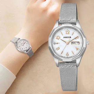 【CITIZEN 星辰】Wicca 太陽能日曆米蘭帶女錶-26.5mm 送禮推薦 手錶 母親節 禮物 送禮(KH3-517-11)