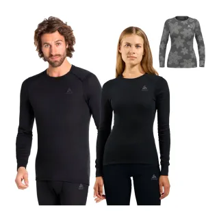 【ODLO】男 女 ECO 銀離子 保暖型 圓領上衣 黑 印花(排汗衣 抗臭衣 登山 健行 運動 滑雪 底層衣 保暖 防寒)