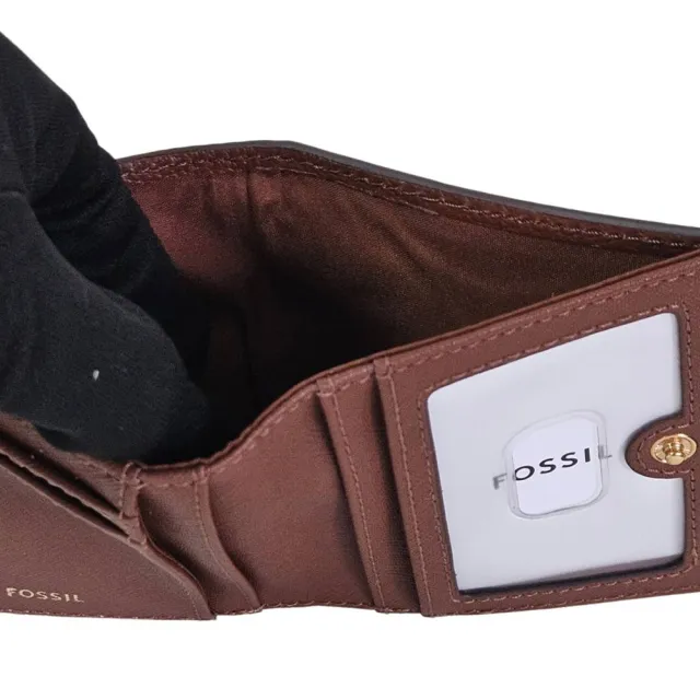【FOSSIL】Emery 真皮金釦證件短夾(黑/咖啡 七夕情人節)