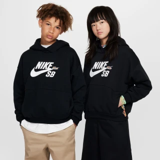 【NIKE 耐吉】長袖上衣 童裝 大童 男童 女童 帽T 運動 K SB ICON EO FLC HDY 黑 FD3154-011