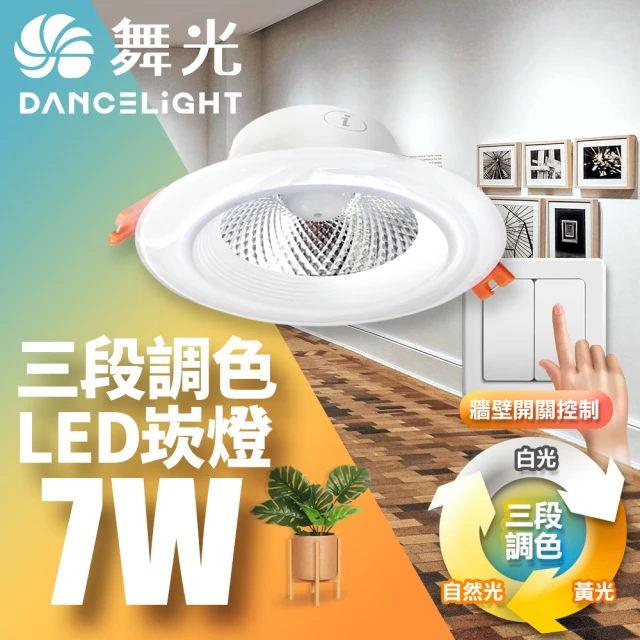 DanceLight 舞光 LED調色崁燈7W 崁孔9CM 坎燈 牆壁開關直接調整三色溫