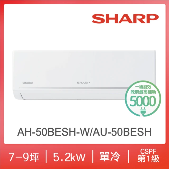 SHARP 夏普 極致系列自清潔6-8坪一級單冷分離式空調(