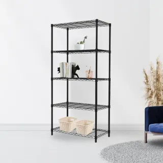 【KIWISH】鐵架MIT輕型五層架60x35x210cm-黑色(鐵架/收納架/層架/置物架/鐵力士架/廚房架)