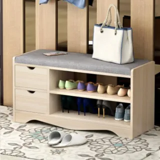 【E家工廠】穿鞋椅 換鞋櫃 收納換鞋椅 儲物凳(124-楓木色穿鞋椅)