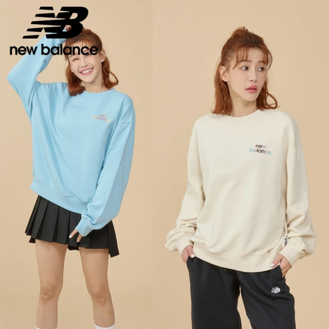 NEW BALANCE NB 圓領長袖上衣_女性_杏/天藍色_WT43559CUH_WT43559LIN(美版 版型偏大)