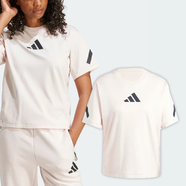 adidas 愛迪達 短袖 Z.N.E. Tee 女款 米白 黑 棉質 運動 短T 棉T 愛迪達(JF4781)