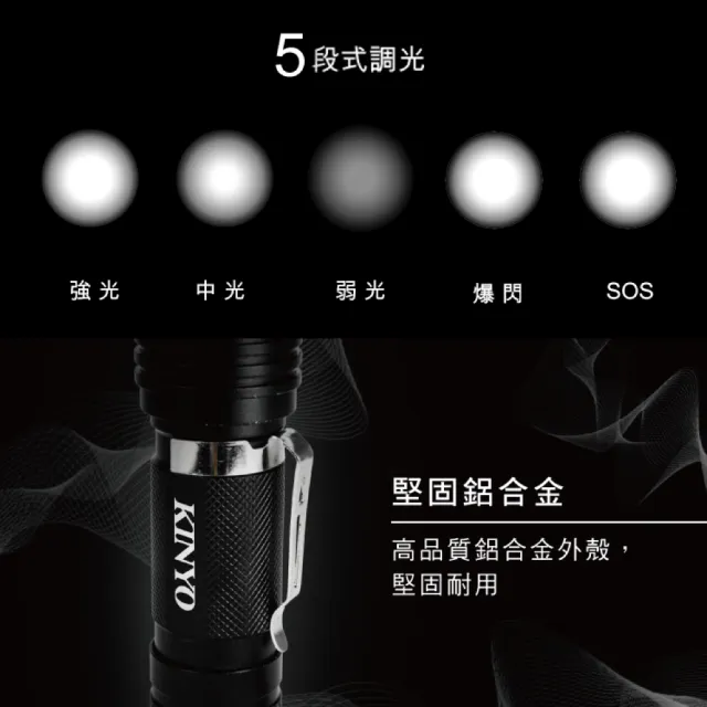 【KINYO】LED強光變焦手電筒(停電應急/露營/爬山/居家照明 LED-505)