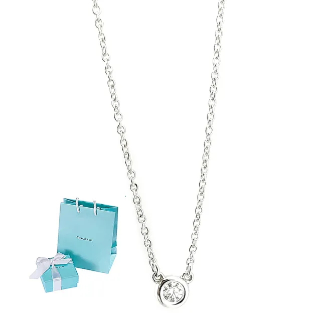 【Tiffany&Co. 蒂芙尼】925純銀-明亮切割圓形鑽石墜飾女用項鍊(7分鑽)