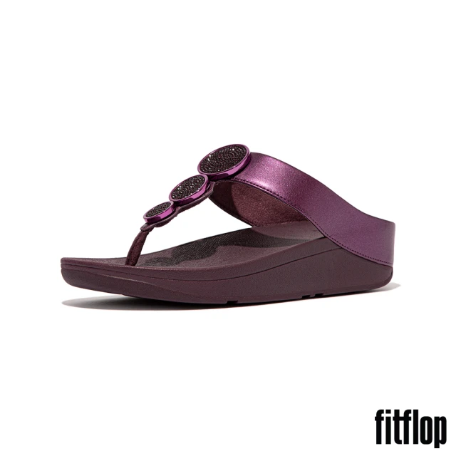 FitFlop HALO 珠光圈鍊造型夾腳涼鞋-女(金屬紫酒紅色)