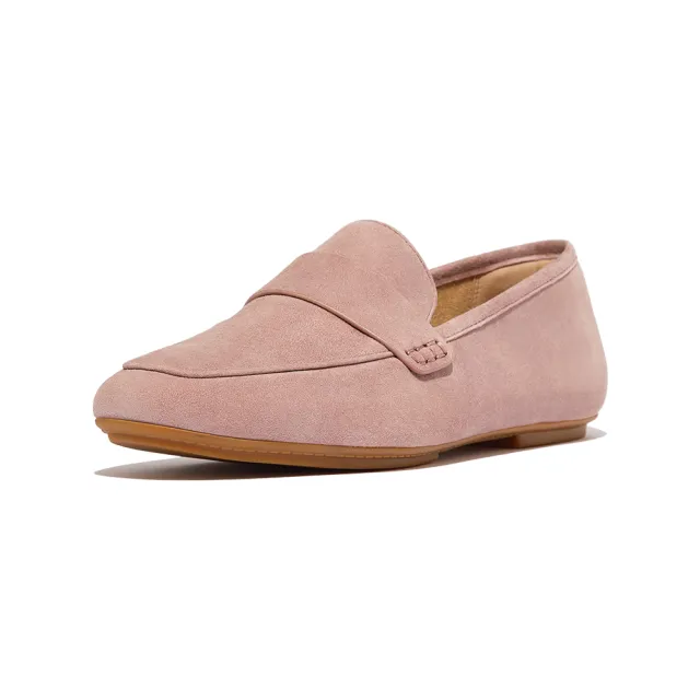 【FitFlop】DELICATO麂皮方頭樂福鞋-女(藕粉色)