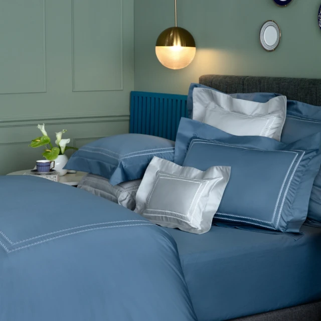 WEDGWOOD 600織埃及棉 鬆緊床包1入｜璀璨 醚海藍