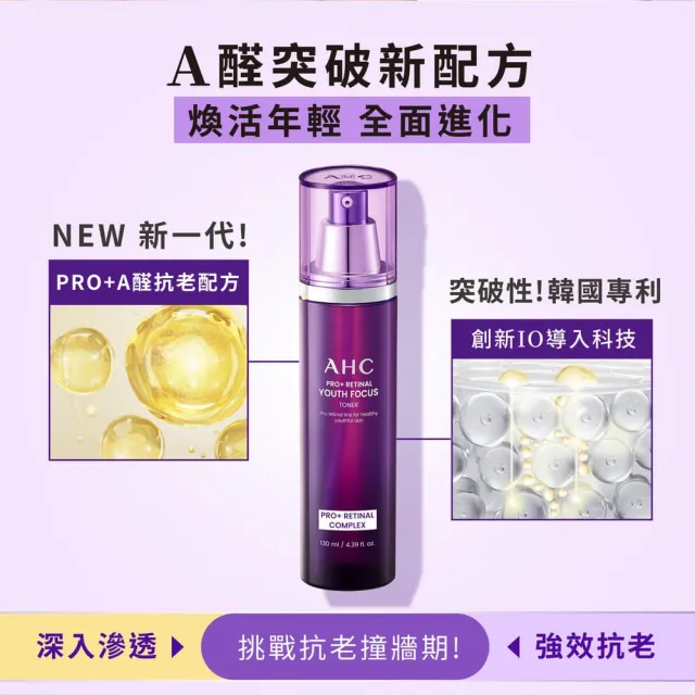 【AHC】PRO+A醛逆時煥活柔膚露130ml(紫濾鏡/超能A醛/抗老)