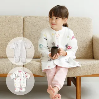 【Hoppetta】蘑菇六層紗可拆袖成長型睡袍 冬暖夏涼四季款(6種穿法7年陪伴 兩色任選)