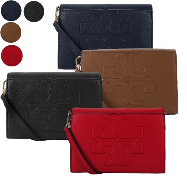 【TORY BURCH】BOMBE-T COMBO典雅荔枝紋衍縫LOGO皮革手拿/肩斜背包(多色任選)