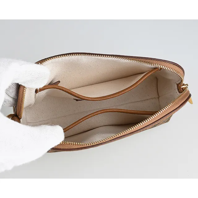 【BALLY】BALLY Pennan金字LOGOt三角旗印花塗層皮革皮革邊飾手拿包(棕x褐)