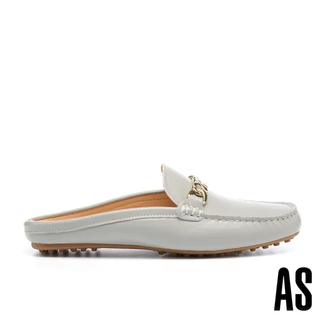 【AS 集團】別致質感鏈條羊皮低跟穆勒拖鞋(藍)