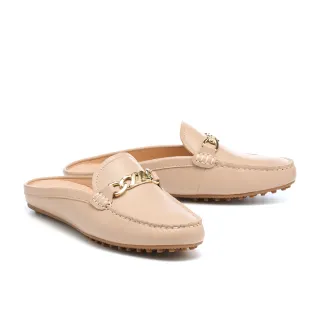 【AS 集團】別致質感鏈條羊皮低跟穆勒拖鞋(粉)