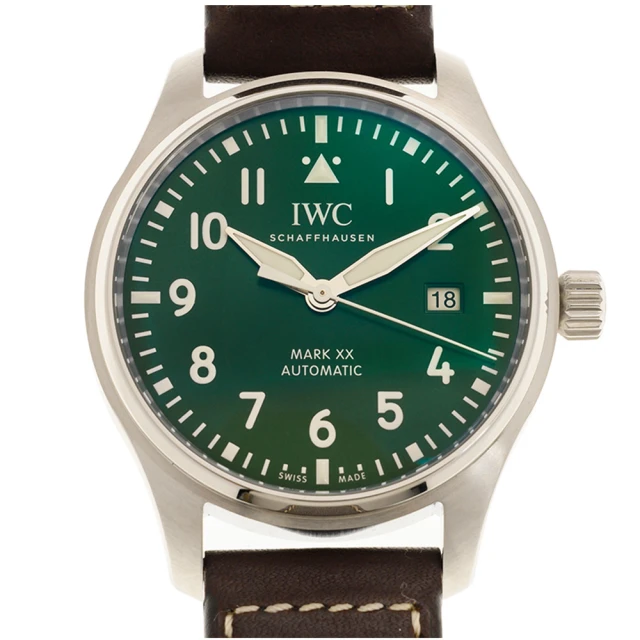 IWC 萬國錶 馬克二十飛行員皮帶款x綠面棕色皮x40mm(IW328205)