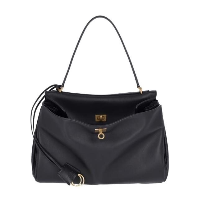 【Balenciaga 巴黎世家】Rodeo Medium 中款 小牛皮 手提包 斜背包 肩背包 金扣 黑色『entrupy安心購』