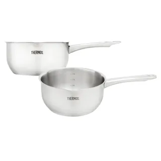 【THERMOS膳魔師】買1送1_不鏽鋼直柄牛奶鍋湯鍋18cm(MLK-S18+MLK-S18)
