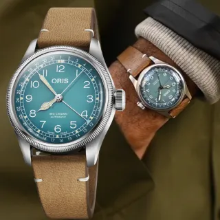 【ORIS 豪利時】BIG CROWN 摩登飛行手錶-40mm(0175477794065-Set)