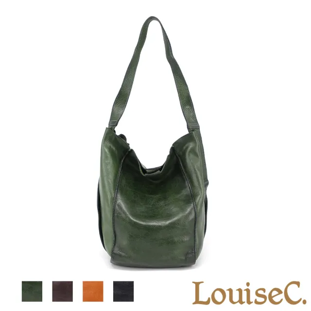 【LouiseC.】雙11 Tree House 植鞣革牛皮簡約肩背真皮大桶包-4色-可拆式內袋設計(真皮包包 GK525