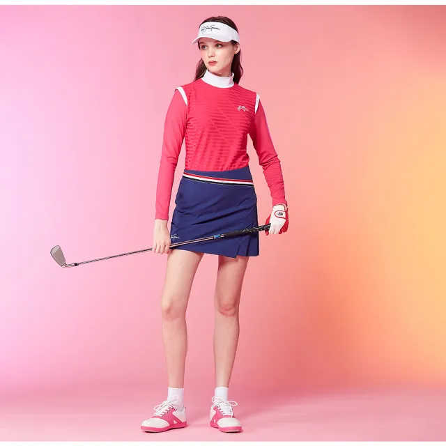 【Jack Nicklaus 金熊】GOLF女款抗UV吸濕排汗彈性POLO衫/高爾夫球衫(桃紅色)